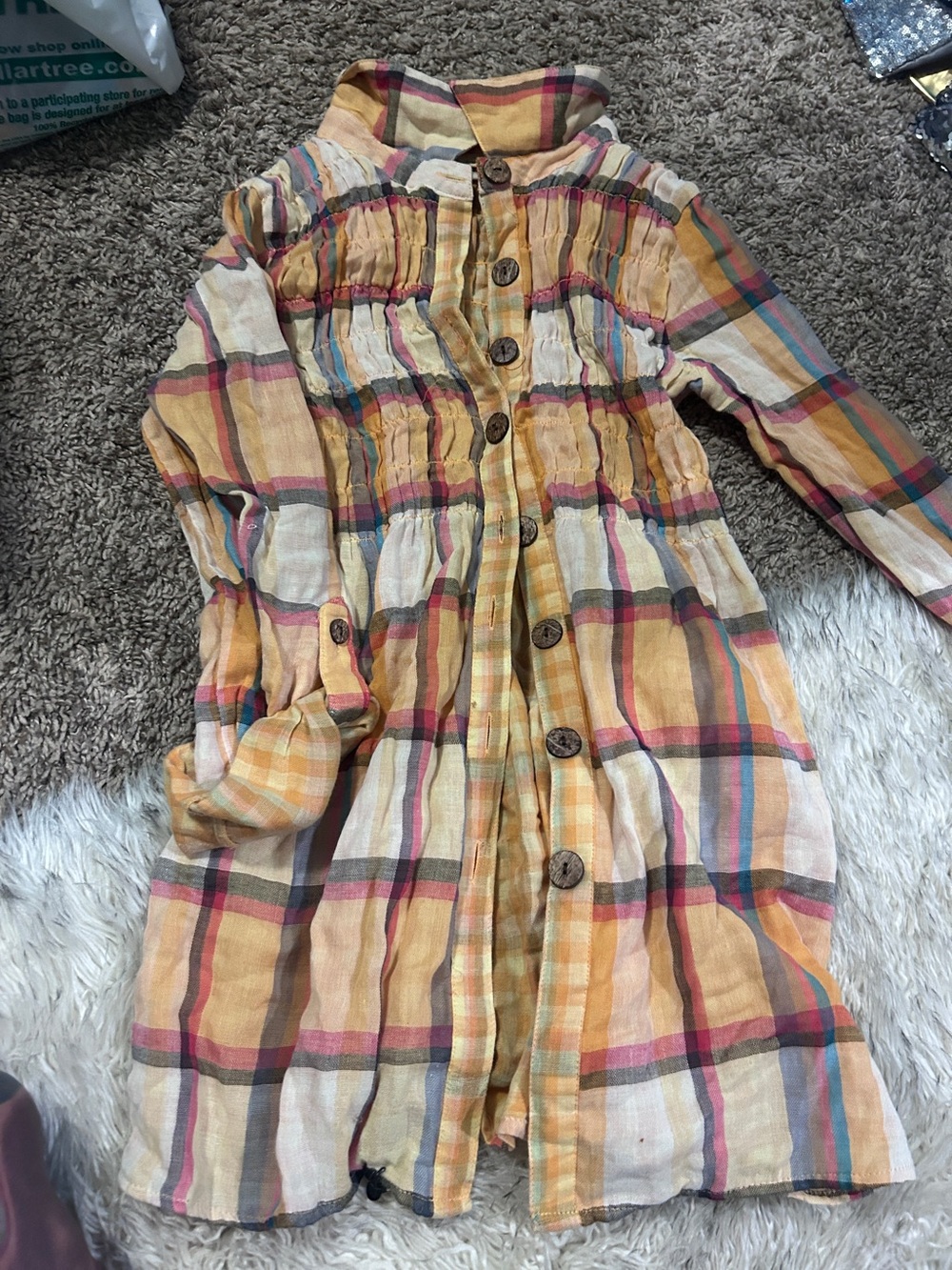 Daytrip Yellow Plaid Button-Front Women's Tunic